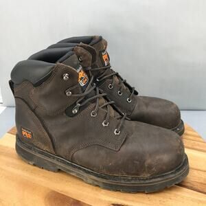 Timberland PRO Pit Boss 6" Steel Toe Work Boots Mens 13 M Brown Leather‎ Lace Up